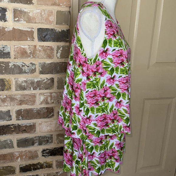 Agnes & Dora Tiered Tunic Breezy Floral Mini Dress Sleeveless Sz M - Picture 7 of 14